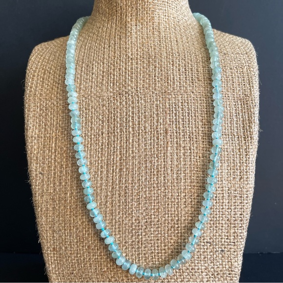 Vintage 925 s silver genuine Aquamarine beaded necklace.